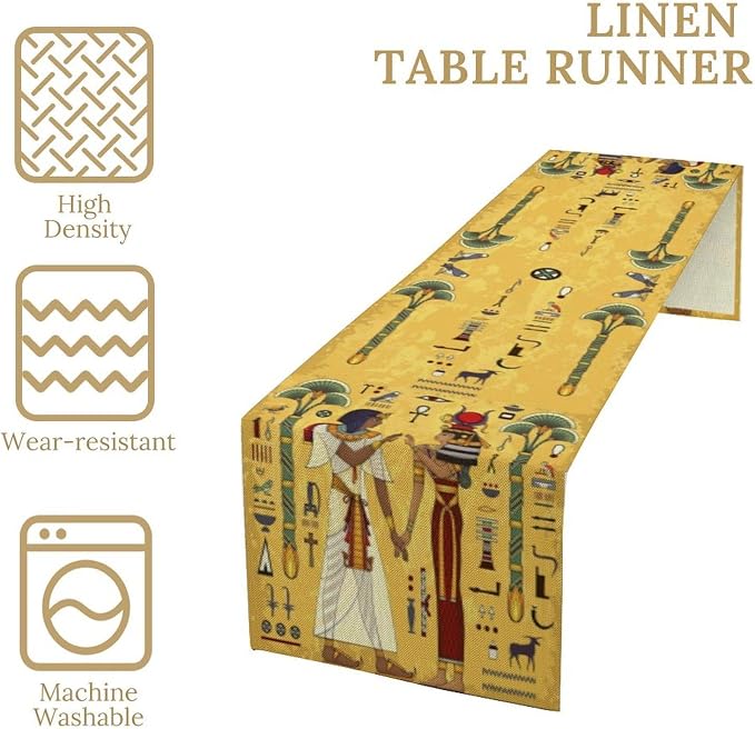 Vintage Ancient Egypt Table Runner Mysterious Old Egypt African Pharaoh Theme - Image 4