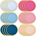 48 Pcs Pink Navy Blue Paper Plates 9 Inch Gradient Scalloped Paper Plates Disposable Dinner Dessert for Birthday Wedding Bridal Party Supplies, 6 Colors