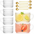6-Pack Vintage Hobnail Glass Coffee Mugs, 14 oz Tea Cups by Unknown