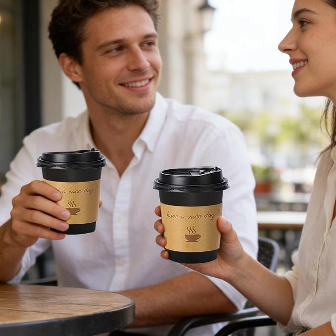 Lamosi 100 Pack 10 oz Coffee Cups, Disposable To Go Paper Cups - Image 5