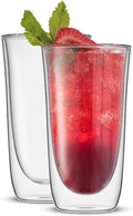 JoyJolt Spike Double Wall Glasses, Cocktail Beer Drinkware Glass Set of 2 by JoyJolt