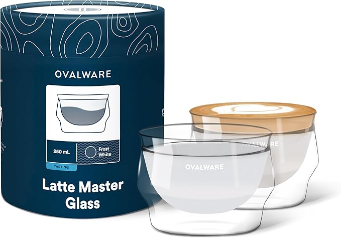 ovalware 8.5oz Double Wall Latte Cups, Latte Set of 2 by Ovalware