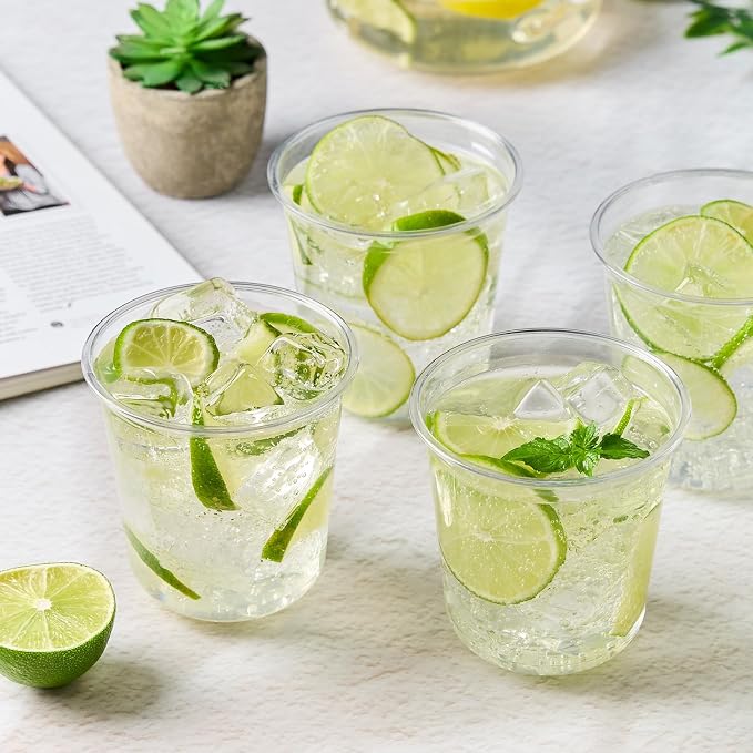 100 Pcs Round Bottom Plastic Cups, 12 oz Disposable Stemless Wine Glasses | - Image 5
