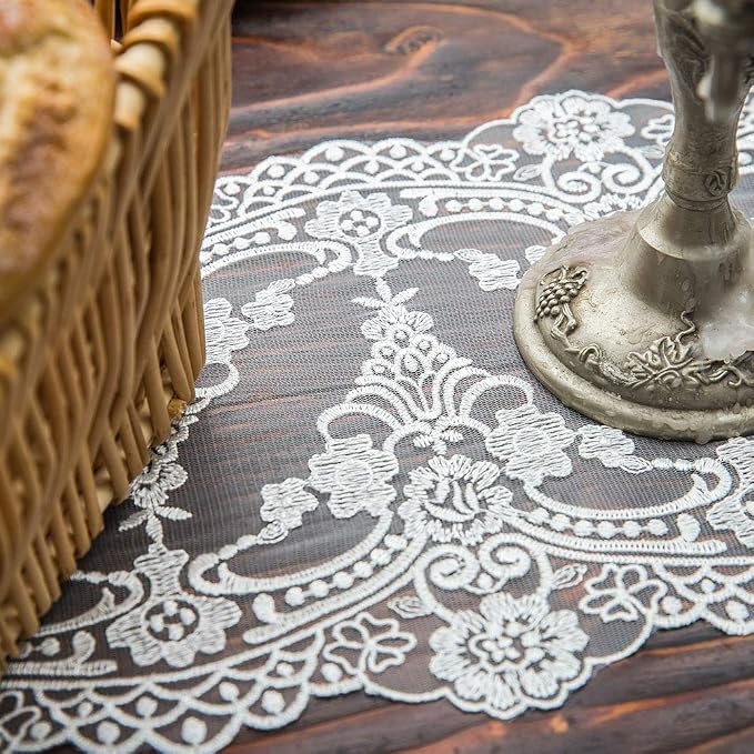 ARTABLE White Lace Table Runner Macrame Vintage Dresser Scarf 10 x 70 Inch | - Image 5