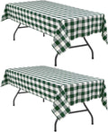 Forest Green and White Plaid Tablecloth, 2 Pack, 60 x 120 inch | Waterproof by Hiasan