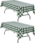 Plaid Tablecloth 2 Pack, 60 x 102 inch, Forest Green and White | Waterproof by Hiasan