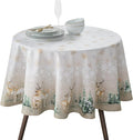Maison d' Hermine Table Cloth Round Table 100% Cotton 69 Inches Fall Tablecloth Reusable Everyday Use for Thanksgiving Christmas Decorations Dining Farmhouse Party (Deer in The Woods)