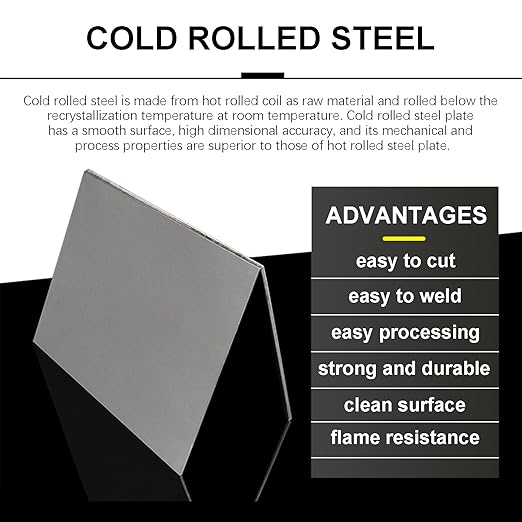 TEN-HIGH 2 Pack 16 Gague Mild Steel Sheet Metal Plate 20 x 20 Inch Cold Rolled Steel Plate for Professional Industrial Use and DIY Projects - Smooth Surface, Easy to Form and Weld