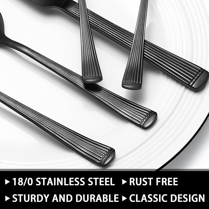 49-Piece Black Silverware Set - Image 3