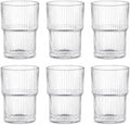 Clear Ribbed Glass Cups, 13 oz Stackable Drinking Glasses by BenRainMasonJarLids
