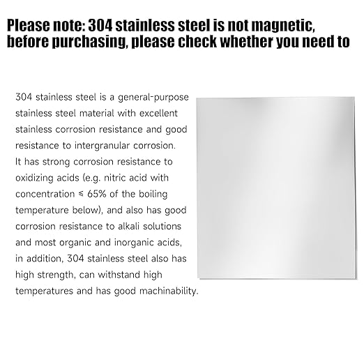 304 Stainless Steel Sheet - 2PCS 6" X 6" X 1/32" Thin Stainless Steel Plate 1/32 Inch Thickness with Protective Film Metal Sheets Stock Sheets for Kitchen DIY Crafting etc. (305 x 305 x 0.78 mm)