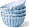 HOMBENE Ceramic Soup Serving Bowls for Kitchen, 6.4 Inch, Set of 4, Cereal Bowl Porcelain, Oven & Microwave Safe, Blue