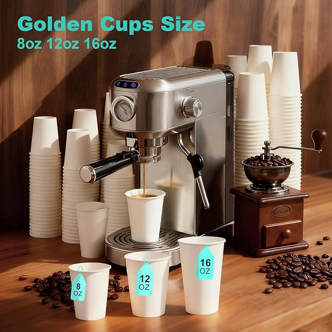 12 oz 500 Pack Disposable Coffee Cups, Bulk White Disposable Paper Cups, Coffee Cups for Hot Tea, Chocolate and Cold Drinks