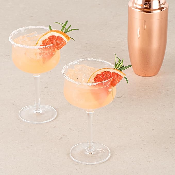 Restaurantware-Vetri 12 Ounce Bar Glasses, 6 Dishwashable Martini Glasses - No Lead, Long Stemmed, Clear Glass Cocktail Drinkware, For Hosting Parties, Serve Wine, Margarita, Cosmopolitan, And More