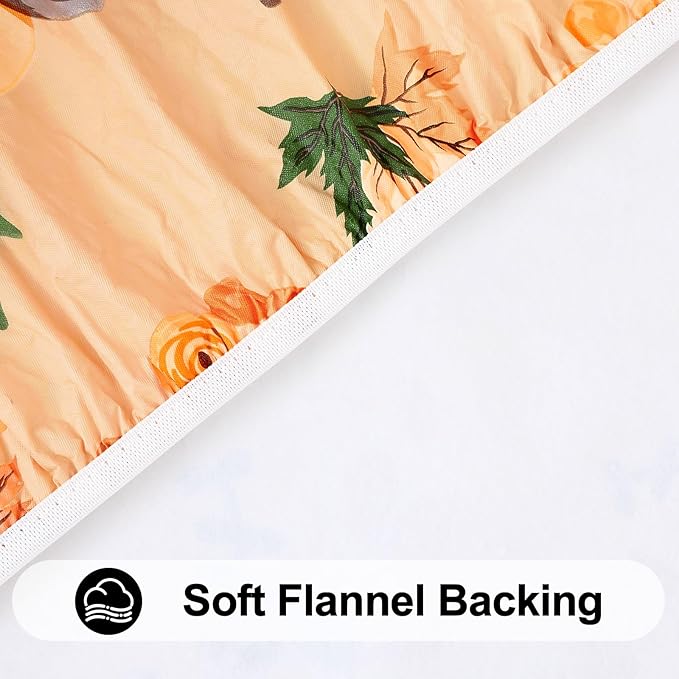 Smiry Plastic Thanksgiving Tablecloth, Pumpkin Wipeable Flannel Backed Vinyl Tablecloths for 4 Foot Tables, Waterproof Elastic Fitted Table Covers for Autumn Harvest, Parties (Orange, 30x48 Inches)