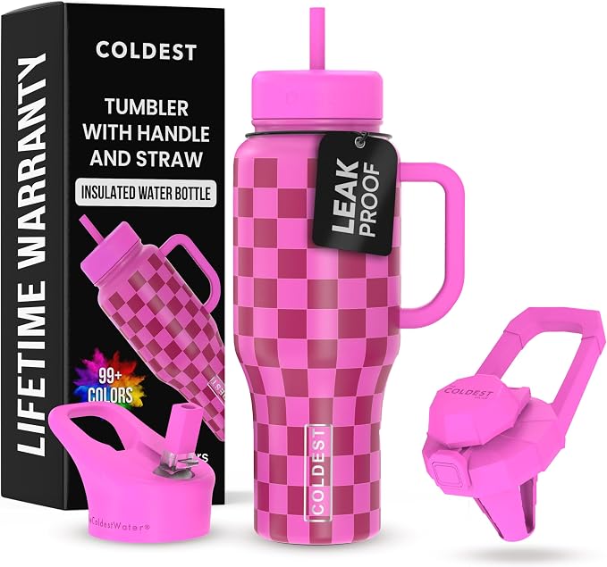 Coldest Tumbler with Handle and Straw, 100% Leak Proof Insulated Tumbler with by Coldest