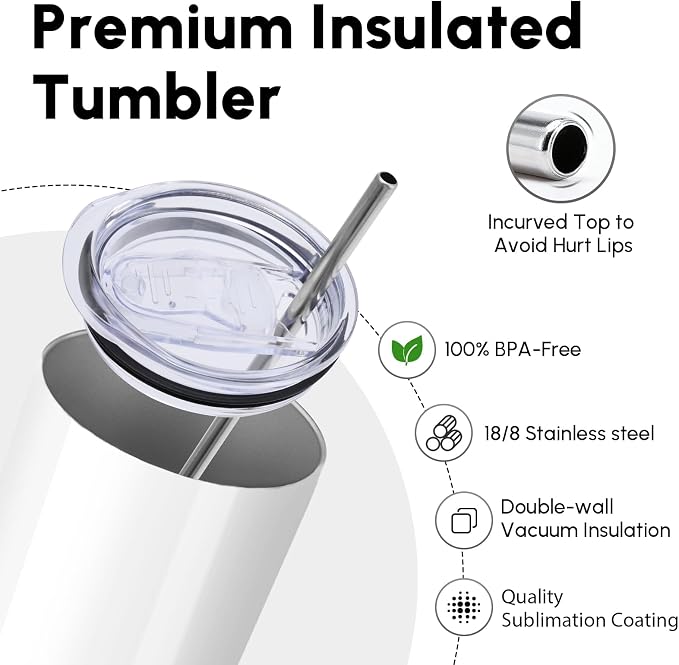 Volhoply 12 Pack Skinny Sublimation Tumblers - Image 3