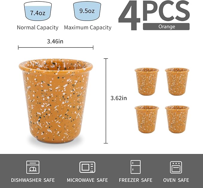 4-Piece 10oz Handleless Coffee Cups, - Image 2