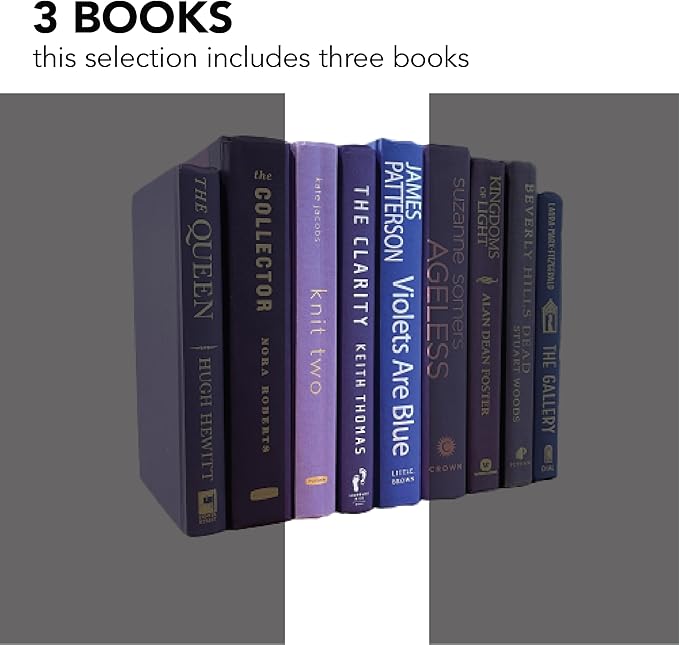 Real Books by Color® (Set of 3, Purple) Decorative Bookshelf Home Decor Shelf Styling Photo Prop