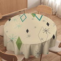 Colorful Middle Century Round Tablecloth, Vintage Bohemian Mid Century Modern Retro Print Tablecloth for Home Party Dining Room Kitchen Decor 50Inch(127cm)