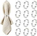 12Pcs Simple Silver Round Napkin Rings, Metal Decorative Table Napkin Holders by SHUOGUO