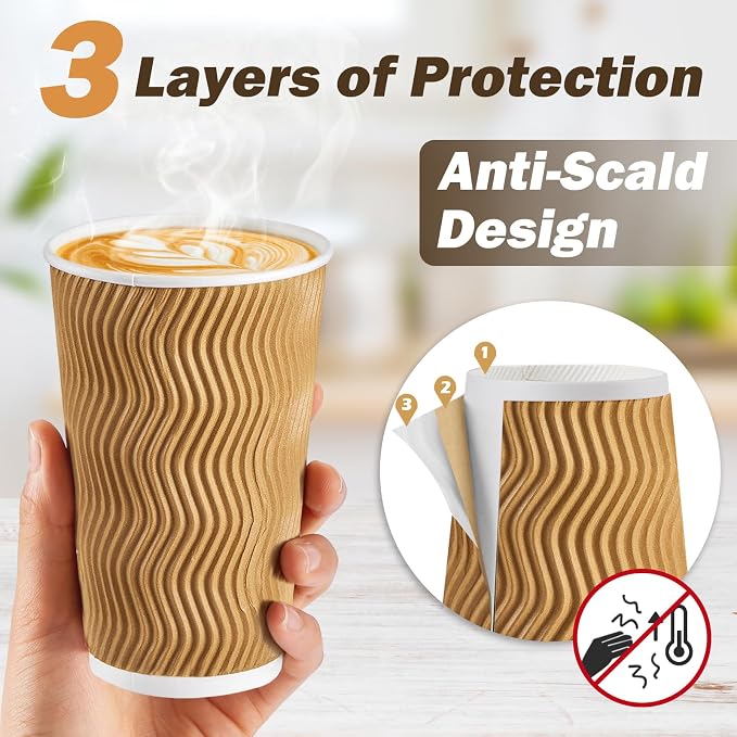 SIUQ 90 Pack 16 oz Disposable Coffee Cups - Image 3