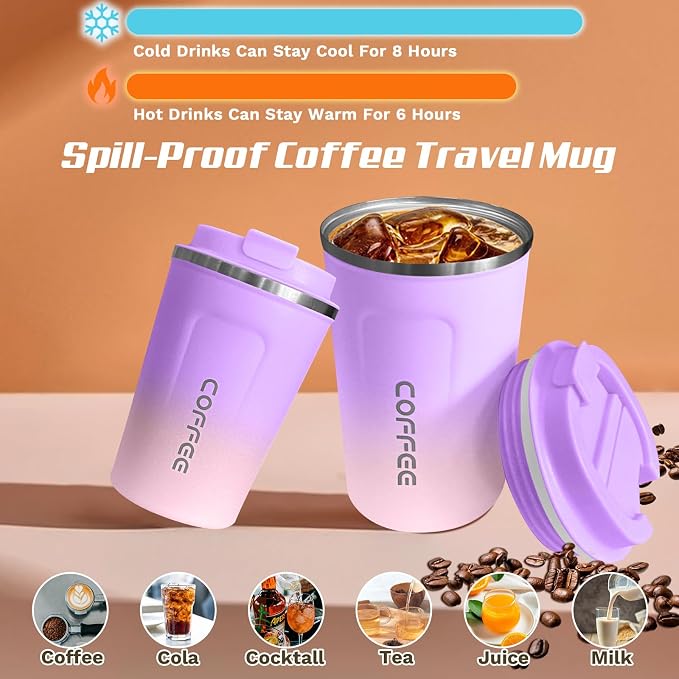 SPLMIFA Travel Coffee Mug Leak-Proof, Reusable Coffee Cups - Image 2