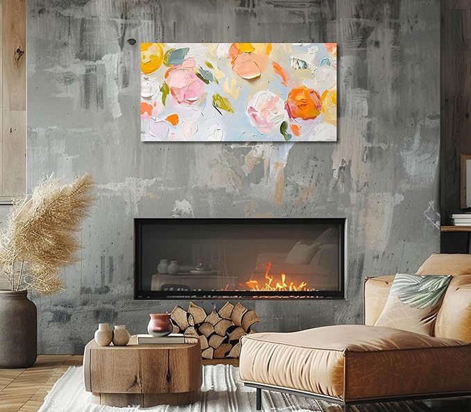 ADJUVANT Wall Art Impressionist Floral 48"L x 24"W, Colorful Flowers Canvas Painting Vibrant Blooms Artwork Soft Hues Prints Botanical Pictures Wall Decor for Living Room Bedroom Dining Room Home Office