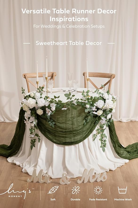 Ling's Moment Dark Red Cheesecloth Table Runner, 120 Inch 10FT | Burgundy Boho - Image 5