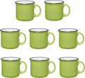 Set of 8 Ceramic Campfire Mugs – 15 Oz, Lime – Coffee & Tea Cups by GiftsbyDesign