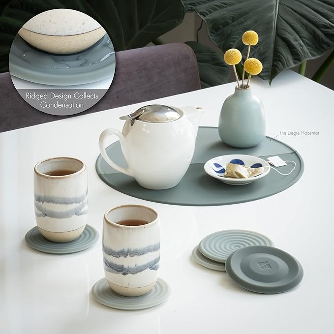 LINE+ARC Extra Thick Silicone Coasters (As Seen in NYTimes WireCutter) Waterproof Anti-Stain Heat-Safe Dishwasher-Safe Degrē Coasters XL (Set of 6 Joshua Tree) Outdoor Rubber Mid-Century Modern