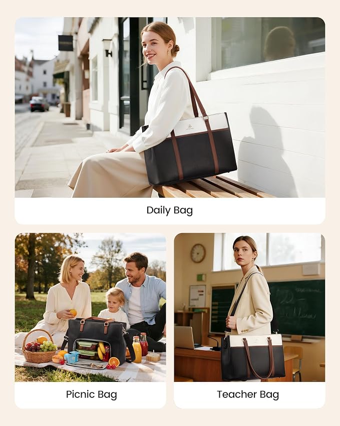 LOVEVOOK Lunch Bag for Women, Work Laptop Tote Bag - Image 2