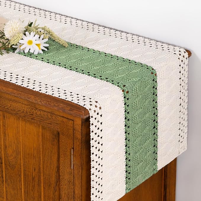 Boho Table Runner Summer Farmhouse Rustic Dining Dresser Scarf Home Decor | - Image 3