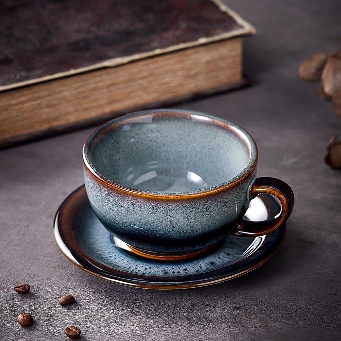Coffeezone Vintage Design 12 oz Ceramic Latte Art Cappuccino Barista Cup - Image 3