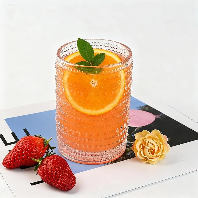 Hobnail Drinking Glasses Set of 12, Vintage Drinking Glasses, 12 oz Highball - Image 4