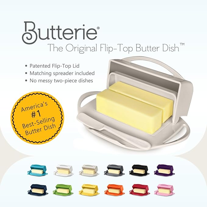Flip Top Butter Dish with Attached Lid & Matching Knife, 2 Pack - Image 8