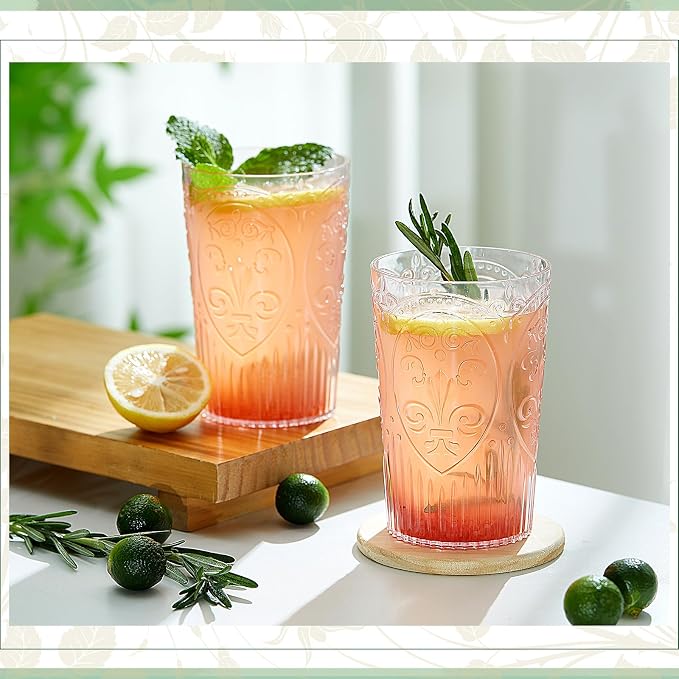 48 Pcs 16 oz Plastic Vintage Drinking Glasses Stemless Ribbed Highball Glasses - Image 4