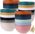 Eccliy 24 Pcs Wheat Straw Bowl Sets, Unbreakable Cereal Bowl 24 oz, Microwave and Dishwasher Safe Bowls for Cereal, Salad, Snack and Soup, Winter Style(Multicolor)