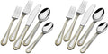 Mikasa, Gold Accent Regent Bead Flatware Service for 12, 65 Piece Set, 18/10 Stainless Steel, Silverware Set with Serving Utensils (Pack of 2)