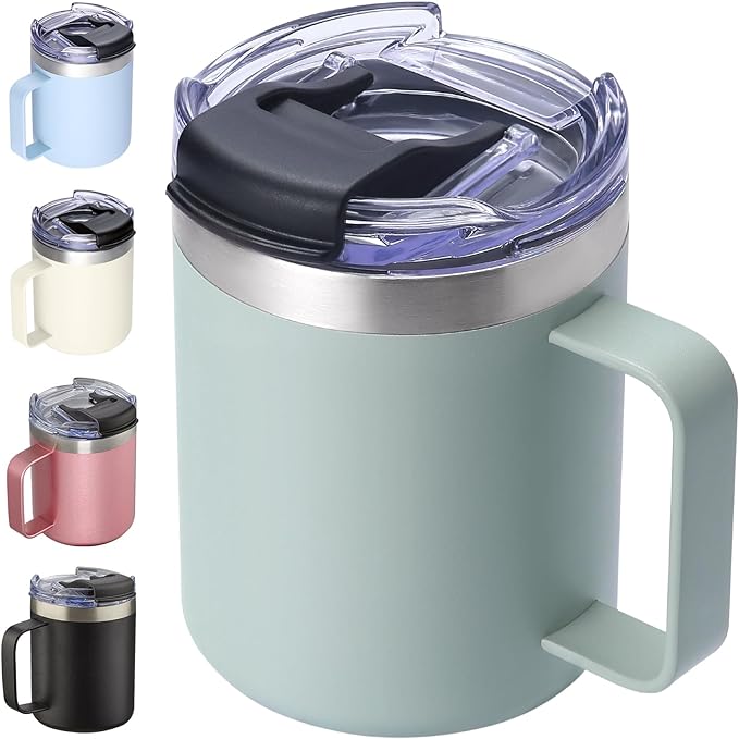 12oz Insulated Travel Coffee Mug by ALOUFEA