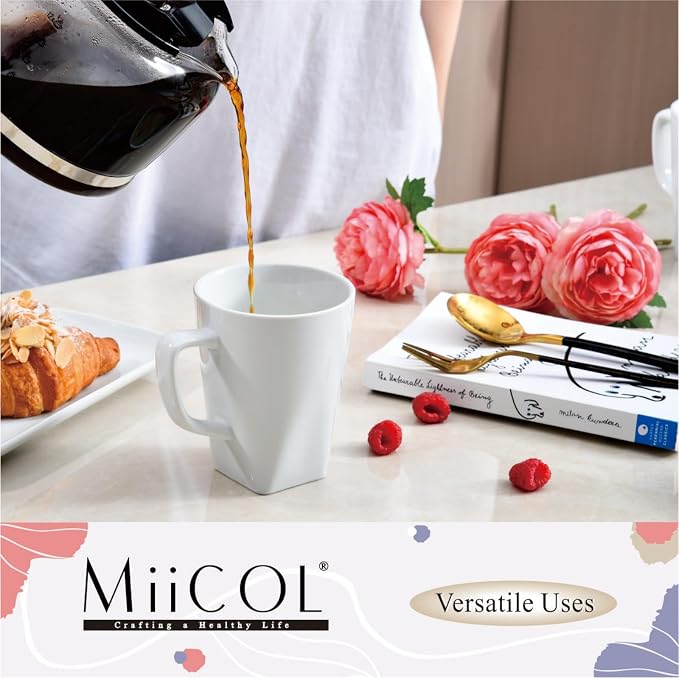 Miicol Porcelain Coffee Mugs Set of 6, Large Coffee Cups 14 oz, Ceramic Mugs - Image 8