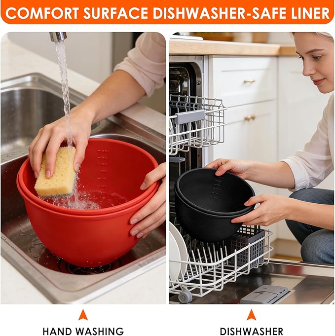 Silicone Mixing Bowl Liners Suitable for 5 Qt Tilt-Head Kitchen mixer, Non-Stick 5-Gallon Mixer Silicone Liner Set - Easy to Clean, Replacement Accessories Baking Cooking, 2 Liners + Lids Included