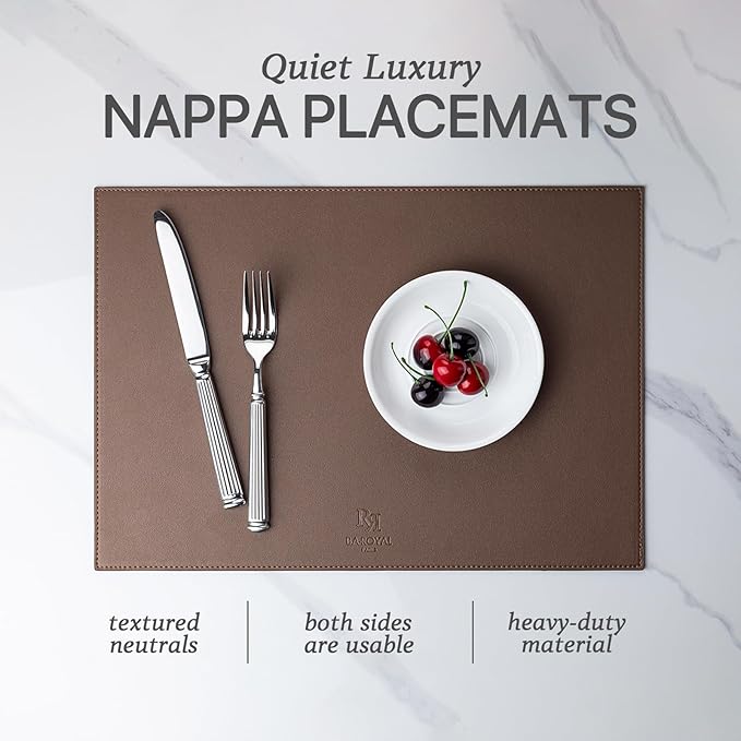 Faux Leather Placemats Set of 12 Vinyl Washable Wipeable Table Mats for Kitchen Dining Table Heat Resistant Waterproof Modern Indoor/Outdoor Placemats Non-Slip Easy Clean Place Mats (Chocolat)