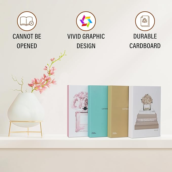 Blush Large | 4 PCS Faux Decorative Books for Home Decor | Not Real Books (Cardboard Boxes) | Coffee Table, Bookshelf & Shelf Styling Display Props for Living Room, Office