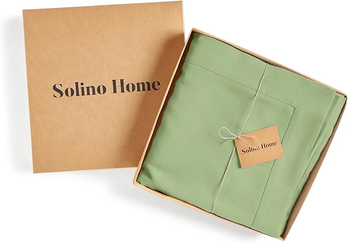 Solino Home Linen Tablecloth 60 x 120 Inch - 100% Pure Linen Laurel Green Table Cloth for Rectangle Tables - Fete, Machine Washable Tablecloth for Spring, St Patricks Day, Easter