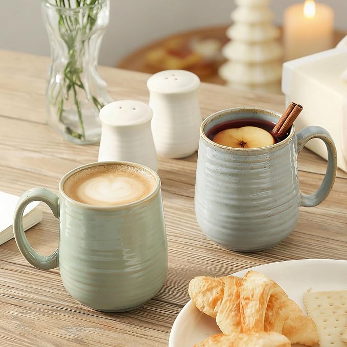 Coffee Mugs Set of 4, 15 Ounce Ceramic Coffee Cups - Image 4