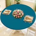 Round Spandex Tablecloth, Elastic Fitted Waterproof Tablecloths for 57"-68" Tables, Stretch Washable Picnic Table Cover for Camping, Dining, Indoor and Outdoor,Peacock Blue