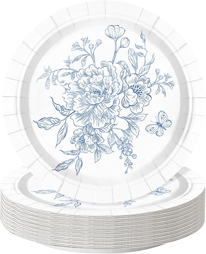 WRAPAHOLIC 25Pcs Floral Paper Plates by WRAPAHOLIC