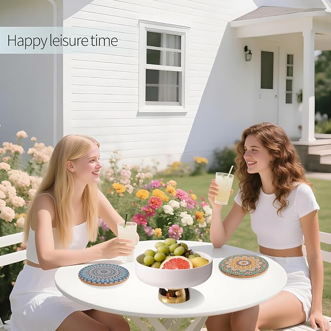Cork Coasters Set of 8 with Holder, Colorful Cup Coasters - Image 3