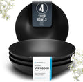 Stoneware Pasta Bowls Set of 4, 7.7" Scratch Resistant Ceramic Pasta Bowls | by PURELIVING
